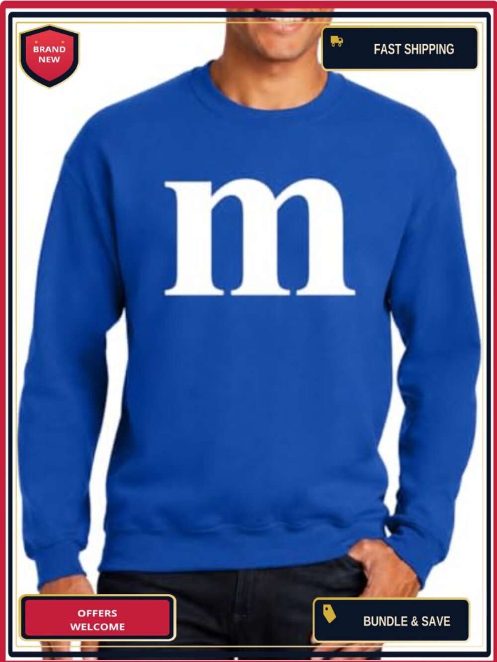 Halloween Letter M Crewneck Pullover Funny Group Costume Fall Sweatshirt